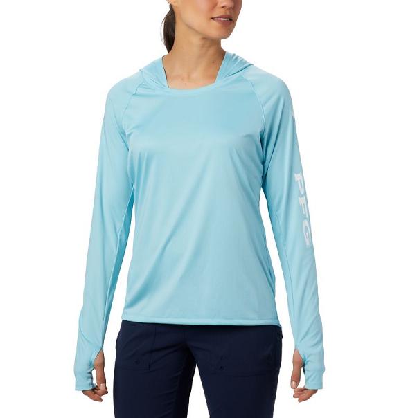 Columbia PFG Tidal Tee Hoodies Blue White For Women's NZ54278 New Zealand